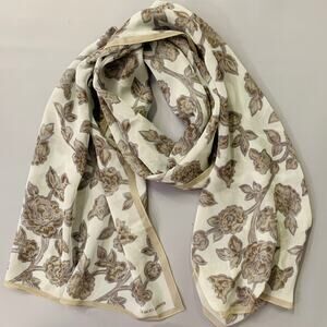 GIORGIO ARMANI Grey Blue Floral Silk Scarf Shawl